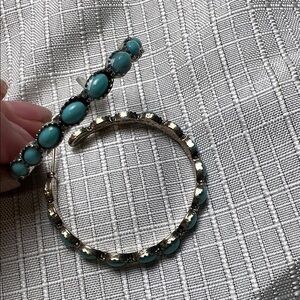Turquoise and Silver Hoop Earrings